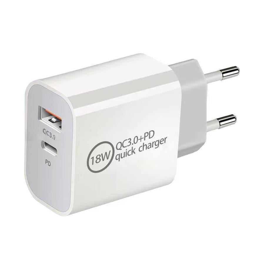 JMT-218954 Fast Charging Travel Charger - 18W PD & QC3.0 - 3600mA Output - White
