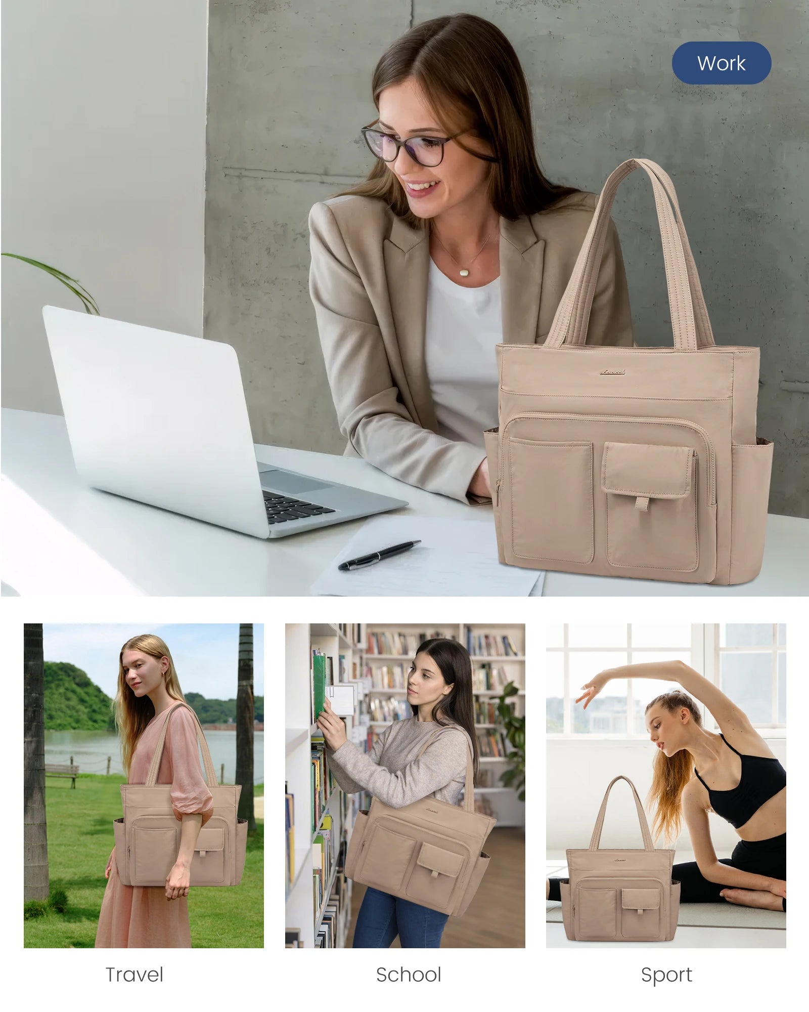 JMT-219082 Lightweight Casual Tote Bag for Work and Travel, Large Capacity Handbag for Women, Suitable for Teachers and Nurses