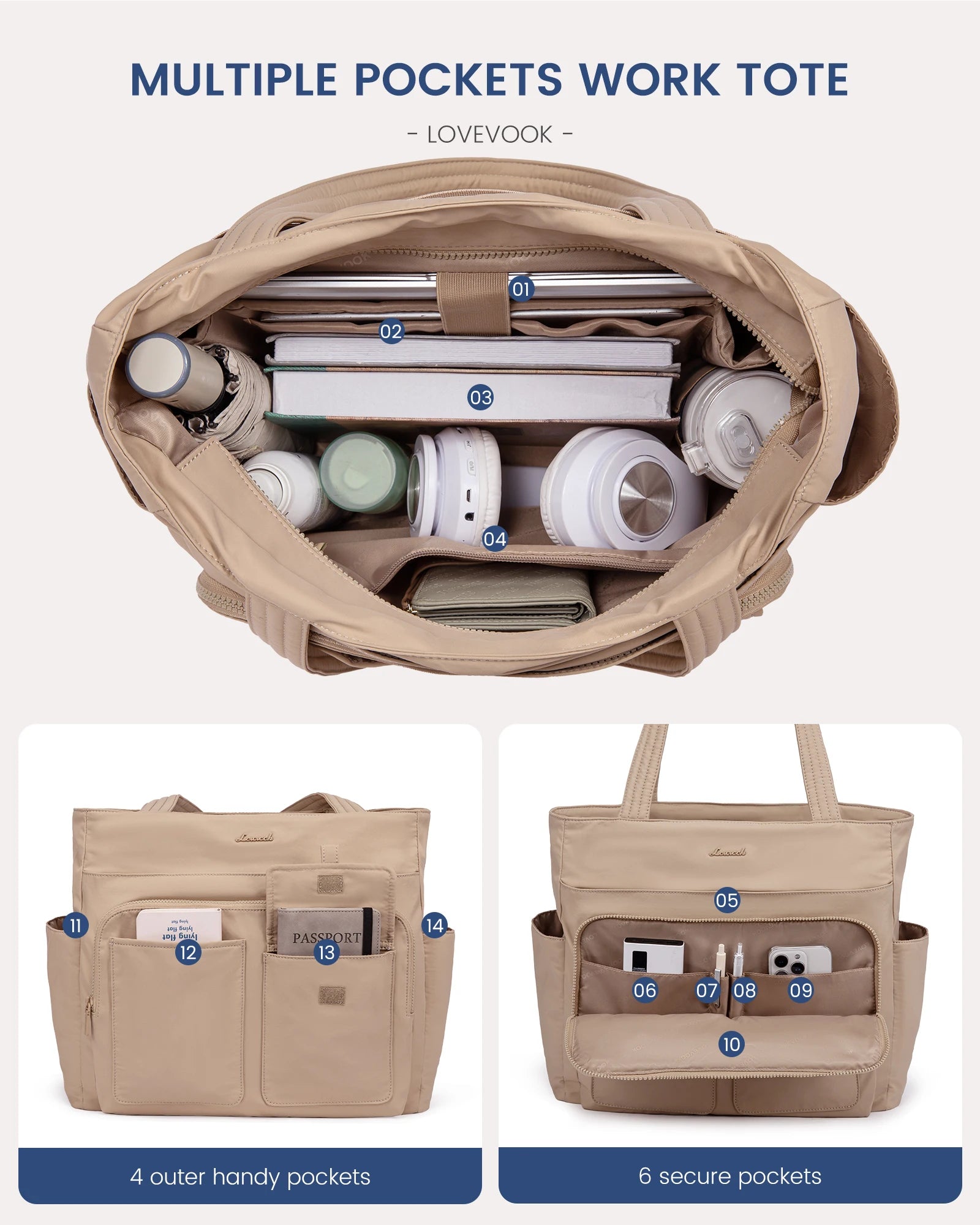 JMT-219082 Lightweight Casual Tote Bag for Work and Travel, Large Capacity Handbag for Women, Suitable for Teachers and Nurses