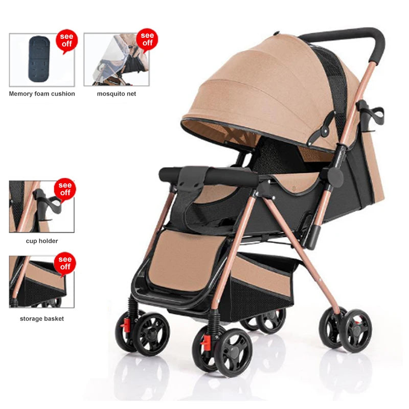 JMT-219402 Compact Two-Way Folding Travel Stroller with High View and Sit-Lie Function