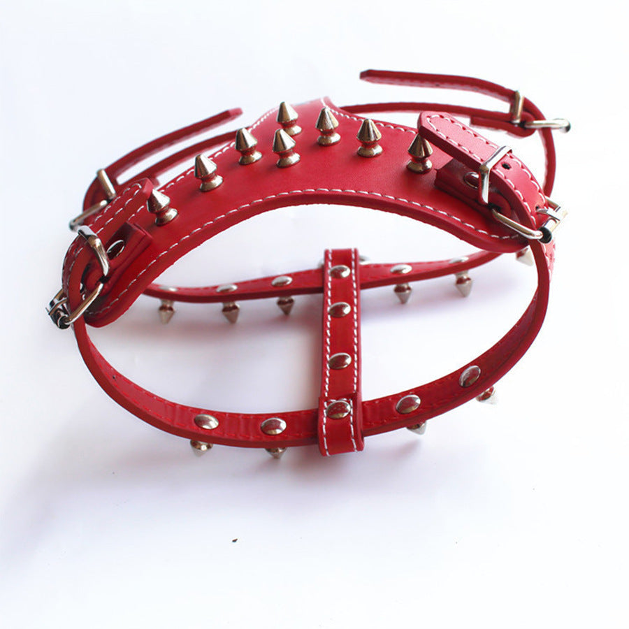 JMT-219594 Leather Spiked Studded Dog Harness Vest for Small Breeds - Black, Adjustable Neck & Chest Size