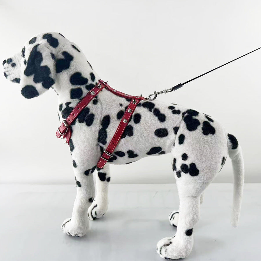 JMT-219594 Leather Spiked Studded Dog Harness Vest for Small Breeds - Black, Adjustable Neck & Chest Size