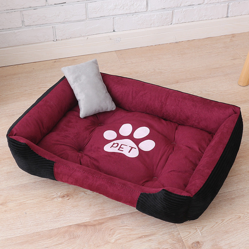 JMT-219722 Cozy Dog Paw Print Mattress with Soft Corduroy and Suede Fabric