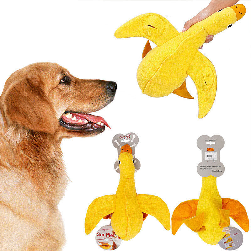 JMT-220234 Interactive Snuffle Dog Toy - Yellow Fleece and Stuffed Cotton, 36x34cm, Ideal for Bonding and Training