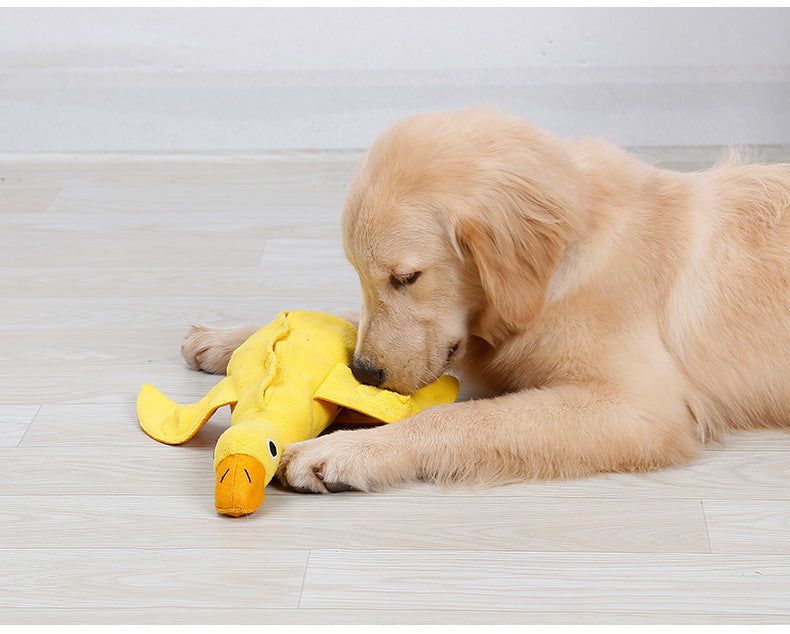 JMT-220234 Interactive Snuffle Dog Toy - Yellow Fleece and Stuffed Cotton, 36x34cm, Ideal for Bonding and Training