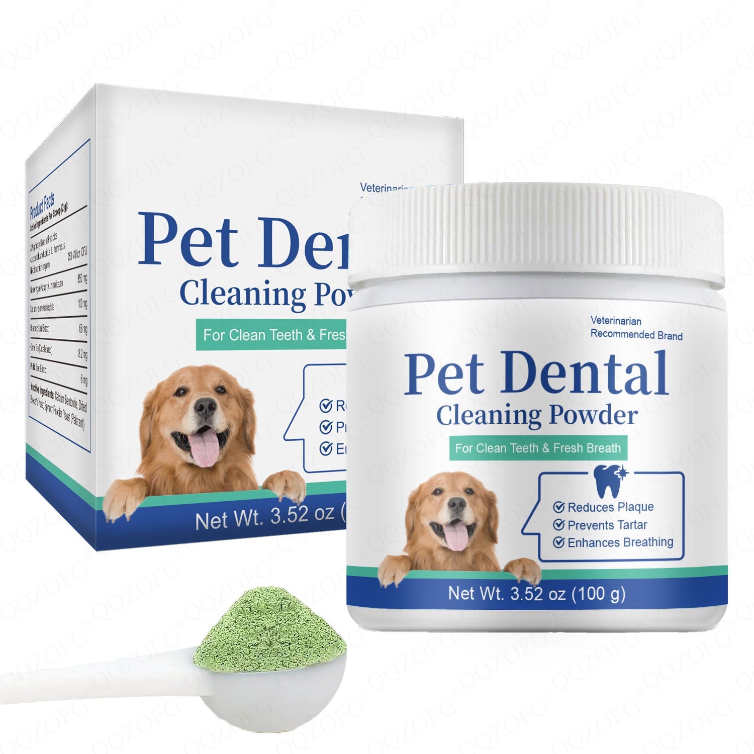 JMT-220490 Pet Teeth Cleaning Powder - 100g Natural Oral Care Solution for Dogs and Cats