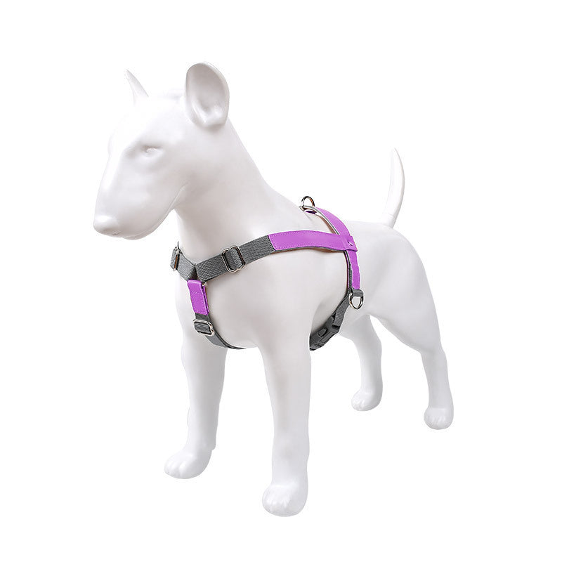 JMT-220746 Stylish PU Leather Pet Dog Chest Harness with Nylon Leash Set