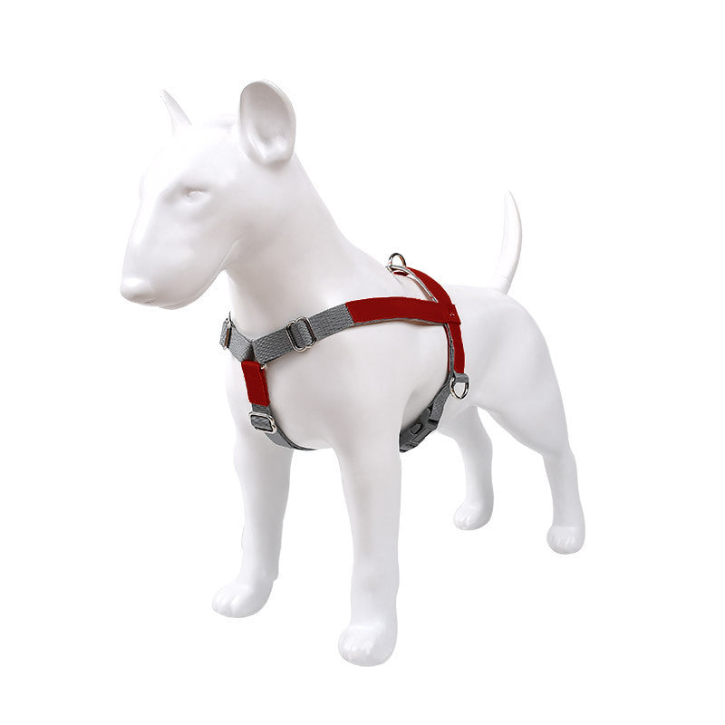 JMT-220746 Stylish PU Leather Pet Dog Chest Harness with Nylon Leash Set