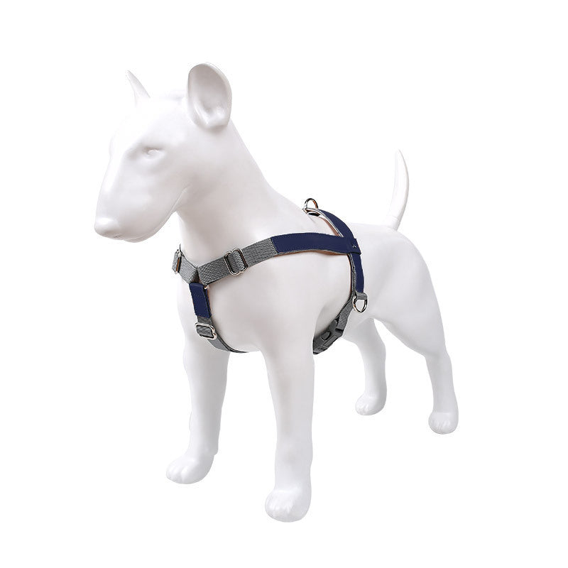 JMT-220746 Stylish PU Leather Pet Dog Chest Harness with Nylon Leash Set