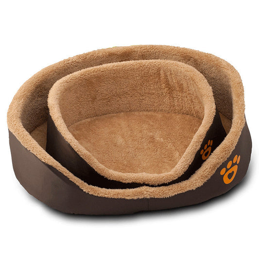 JMT-220874 Round Soft Warm Wool Dog Bed in Brown - Cozy Pet Sofa in Two Sizes