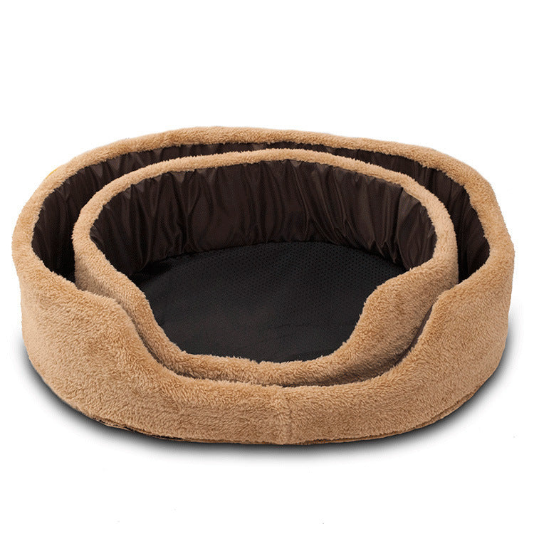 JMT-220874 Round Soft Warm Wool Dog Bed in Brown - Cozy Pet Sofa in Two Sizes