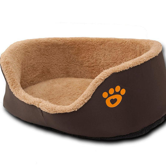 JMT-220874 Round Soft Warm Wool Dog Bed in Brown - Cozy Pet Sofa in Two Sizes