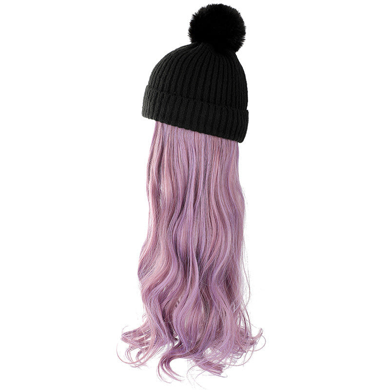 JMT-220938 Removable Woolen Cap with Long Curly Hair for Stylish Look