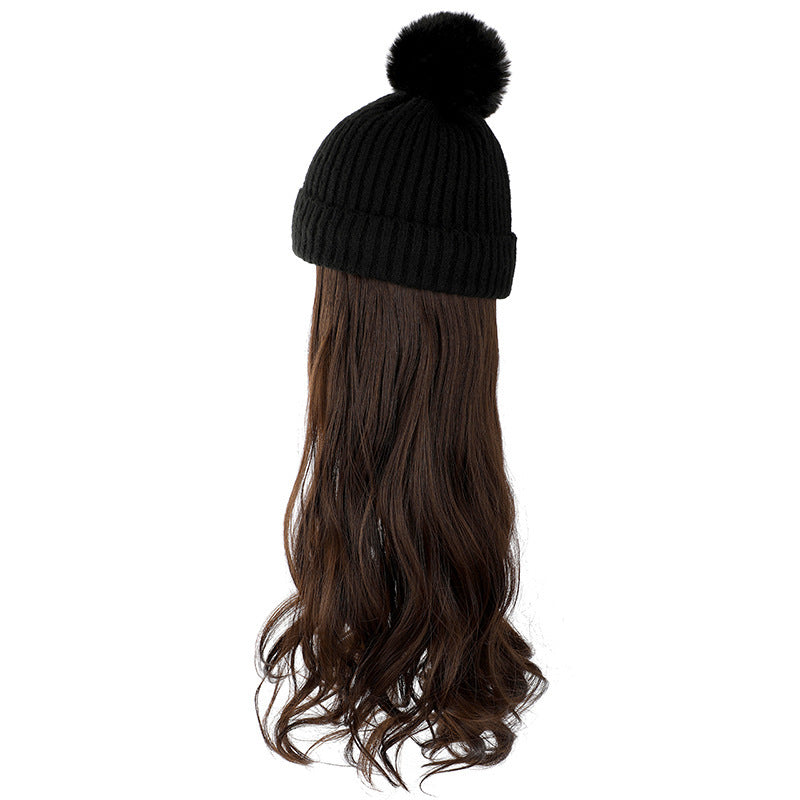 JMT-220938 Removable Woolen Cap with Long Curly Hair for Stylish Look