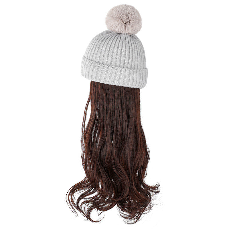JMT-220938 Removable Woolen Cap with Long Curly Hair for Stylish Look