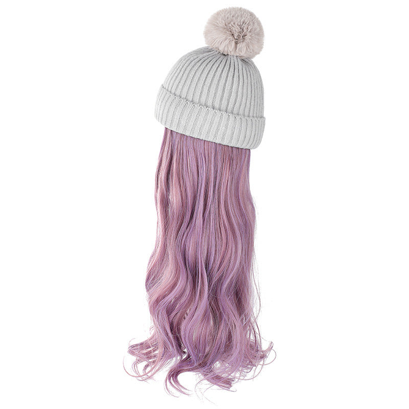 JMT-220938 Removable Woolen Cap with Long Curly Hair for Stylish Look