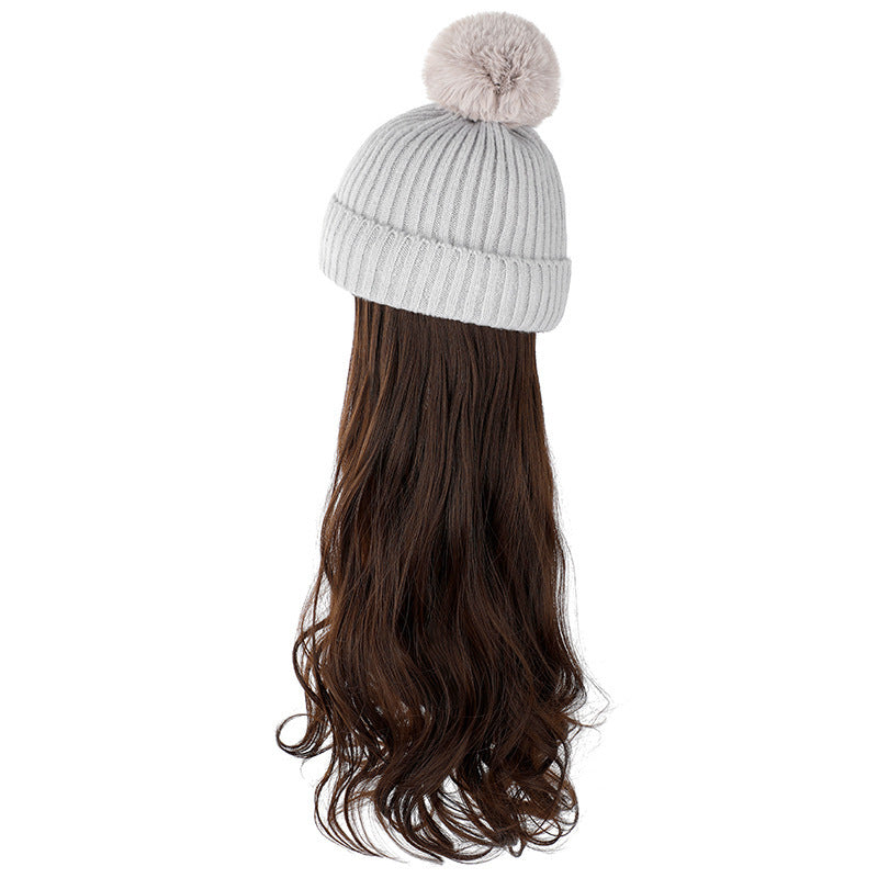 JMT-220938 Removable Woolen Cap with Long Curly Hair for Stylish Look
