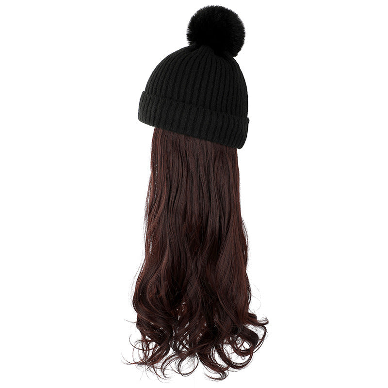 JMT-220938 Removable Woolen Cap with Long Curly Hair for Stylish Look
