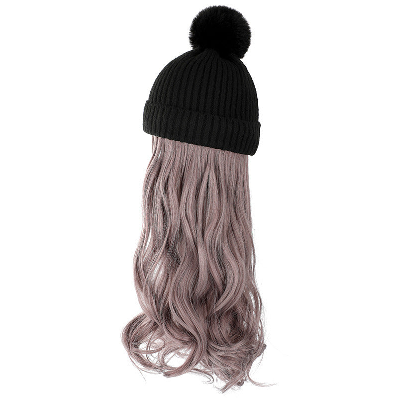 JMT-220938 Removable Woolen Cap with Long Curly Hair for Stylish Look