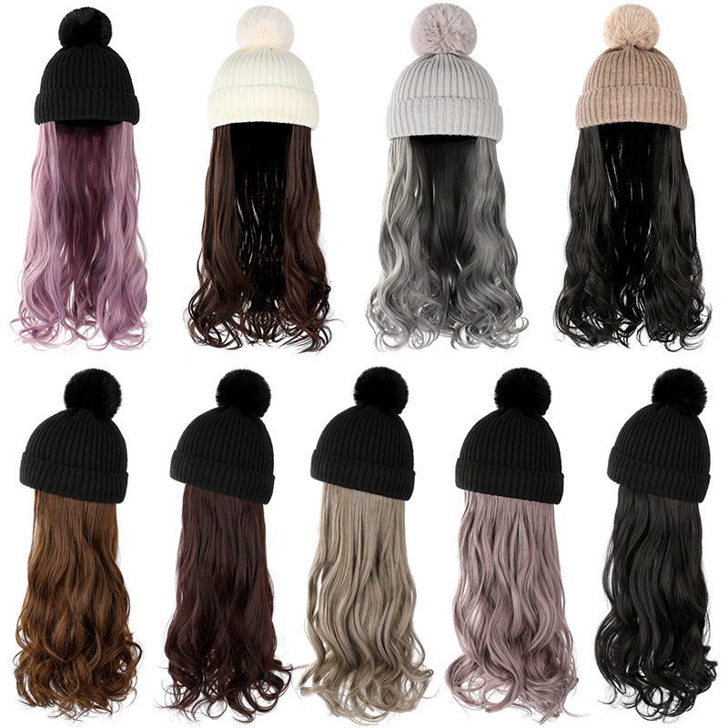 JMT-220938 Removable Woolen Cap with Long Curly Hair for Stylish Look