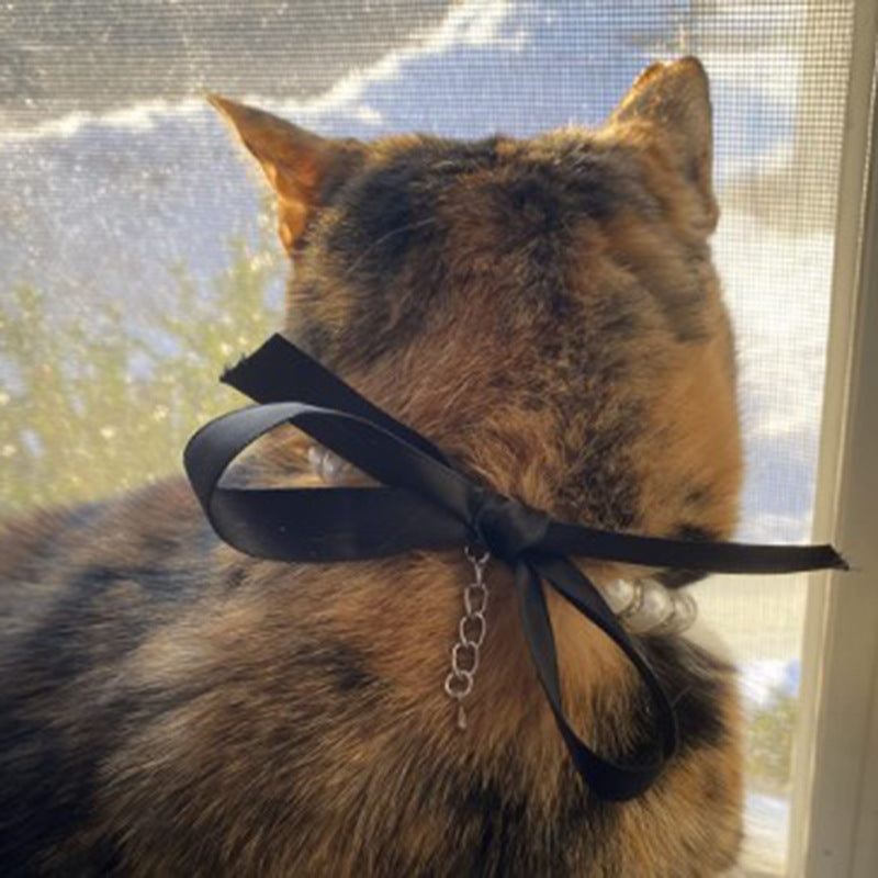 JMT-221066 Elegant Pearl and Rhinestone Dog Necklace – Adjustable Bling Accessory for Small Dogs and Cats