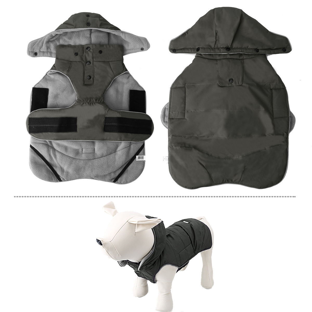 JMT-221194 Water-Repellent Cotton Vest for Dogs in Gray - Available in Multiple Sizes