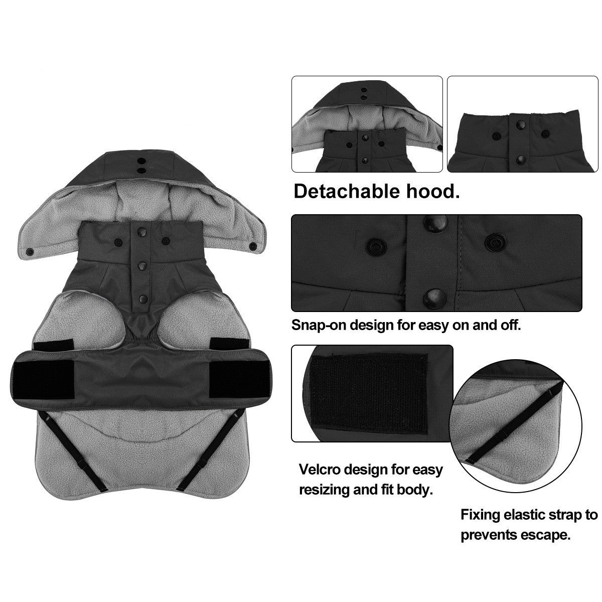 JMT-221194 Water-Repellent Cotton Vest for Dogs in Gray - Available in Multiple Sizes