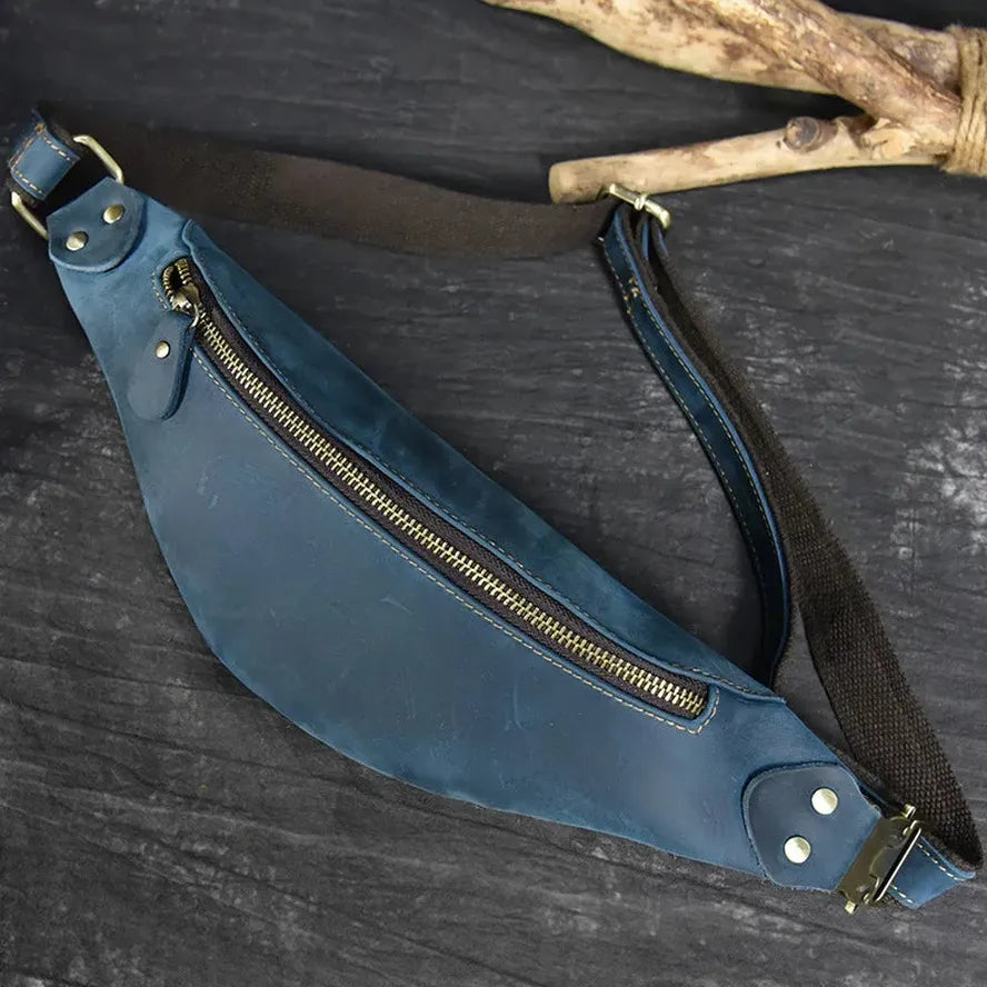 JMT-221450 Retro Genuine Leather Multifunctional Waist Bag for Men - Waterproof Chest Pack in Various Colours