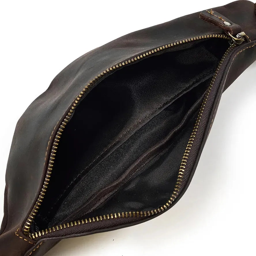 JMT-221450 Retro Genuine Leather Multifunctional Waist Bag for Men - Waterproof Chest Pack in Various Colours