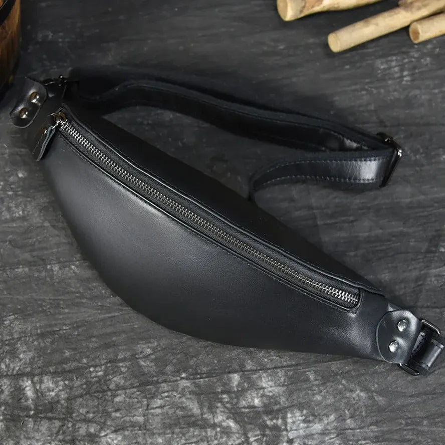 JMT-221450 Retro Genuine Leather Multifunctional Waist Bag for Men - Waterproof Chest Pack in Various Colours