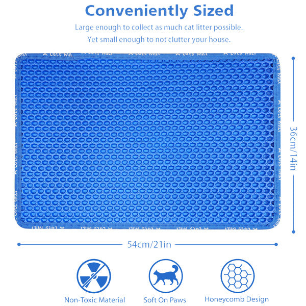 JMT-222026 Double Layer Rice-Shaped Cat Litter Mat - Waterproof, Easy to Clean, Ideal for Litter Box Area