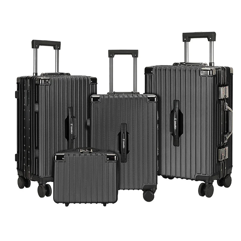 JMT-222602 Hard Shell Luggage Set with Aluminium Trolley - 14, 20, 24, 28 Inch Suitcases for Business Travel