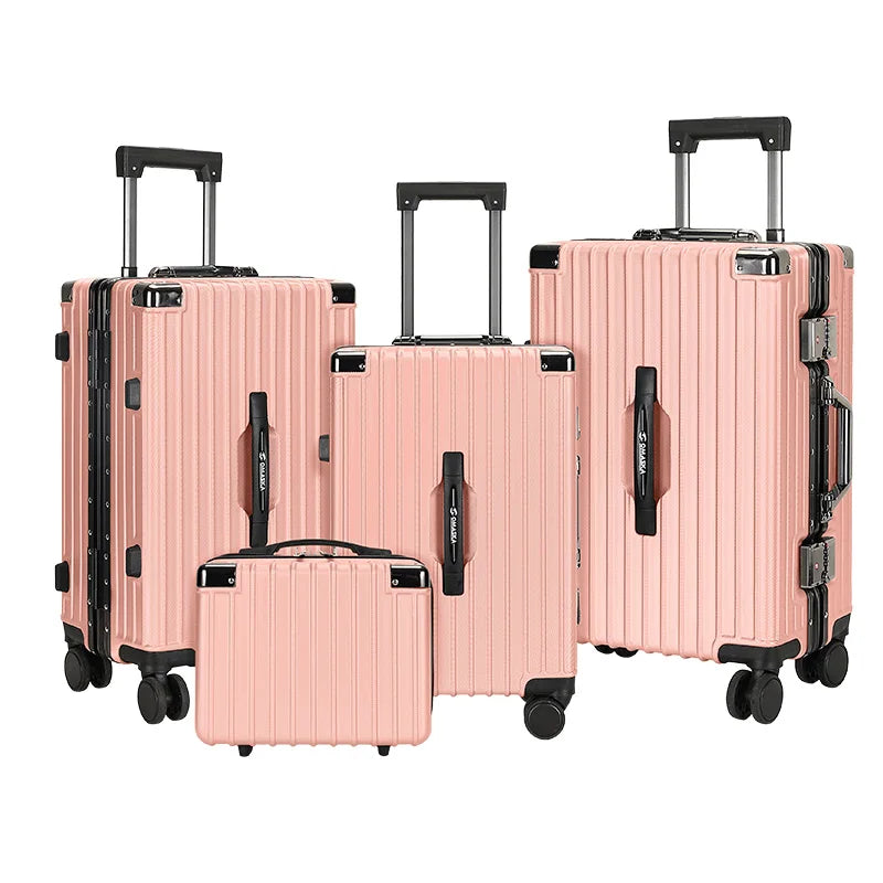 JMT-222602 Hard Shell Luggage Set with Aluminium Trolley - 14, 20, 24, 28 Inch Suitcases for Business Travel