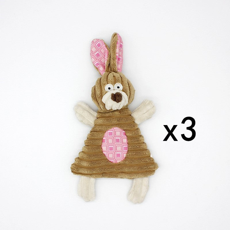 JMT-222858 Corduroy Donkey Shape Plush Chew Toy with Squeaker for Dogs and Puppies