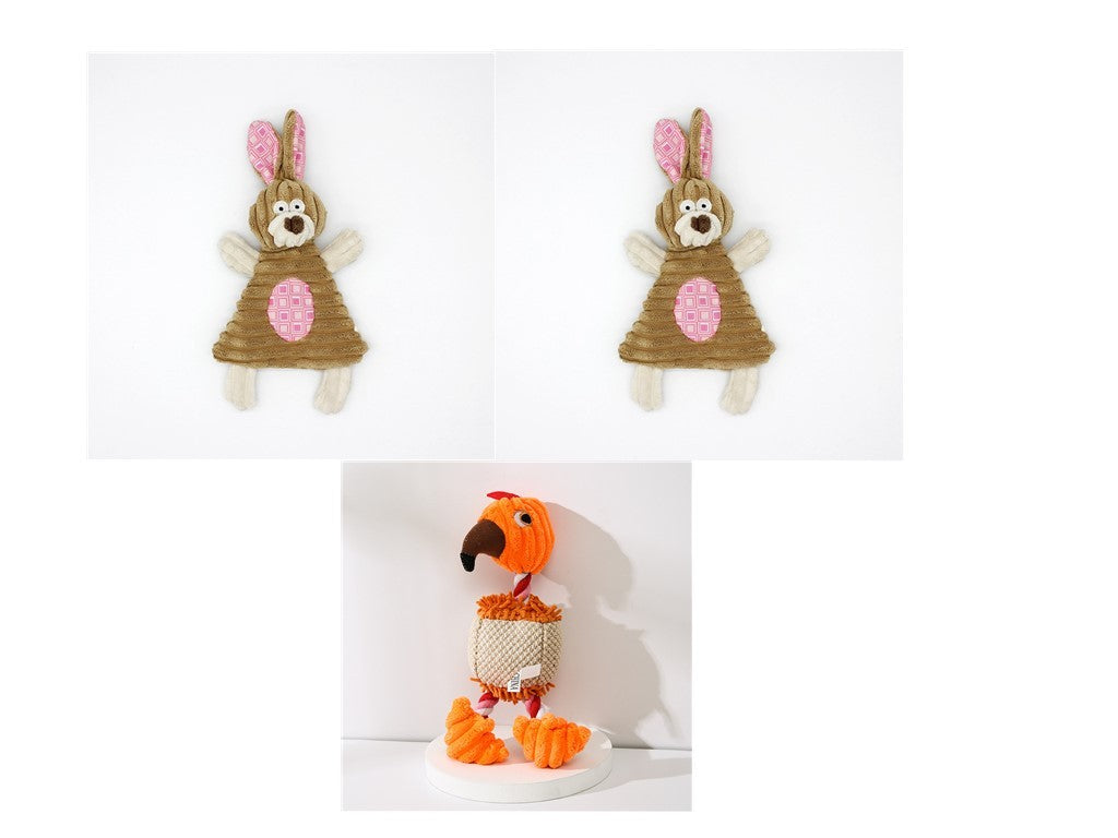 JMT-222858 Corduroy Donkey Shape Plush Chew Toy with Squeaker for Dogs and Puppies