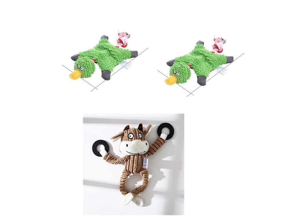 JMT-222858 Corduroy Donkey Shape Plush Chew Toy with Squeaker for Dogs and Puppies