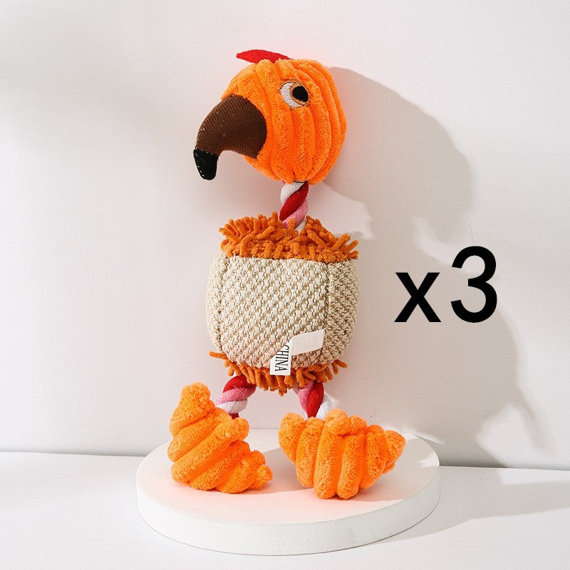 JMT-222858 Corduroy Donkey Shape Plush Chew Toy with Squeaker for Dogs and Puppies