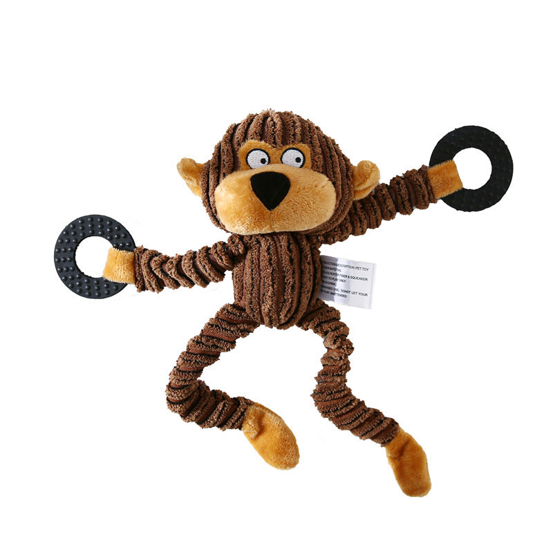 JMT-222858 Corduroy Donkey Shape Plush Chew Toy with Squeaker for Dogs and Puppies