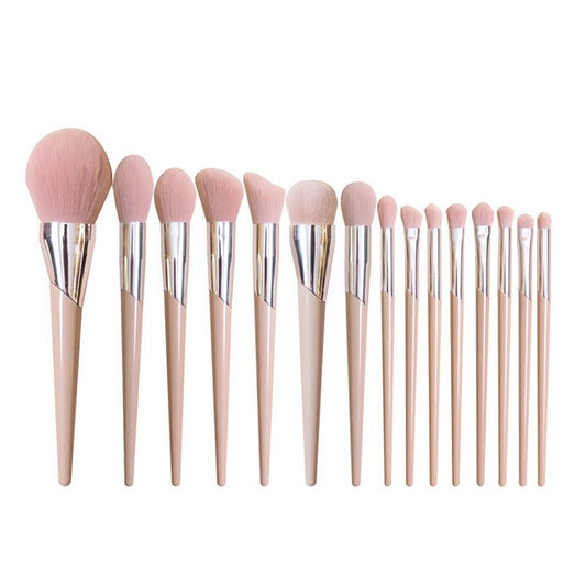 JMT-222986 Nude Pink Makeup Brush Set with 15 Essential Tools for Flawless Application