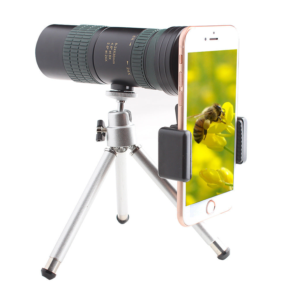 JMT-223242 Adjustable 8-24X30 Monocular Telescope with Phone Clip and Tripod