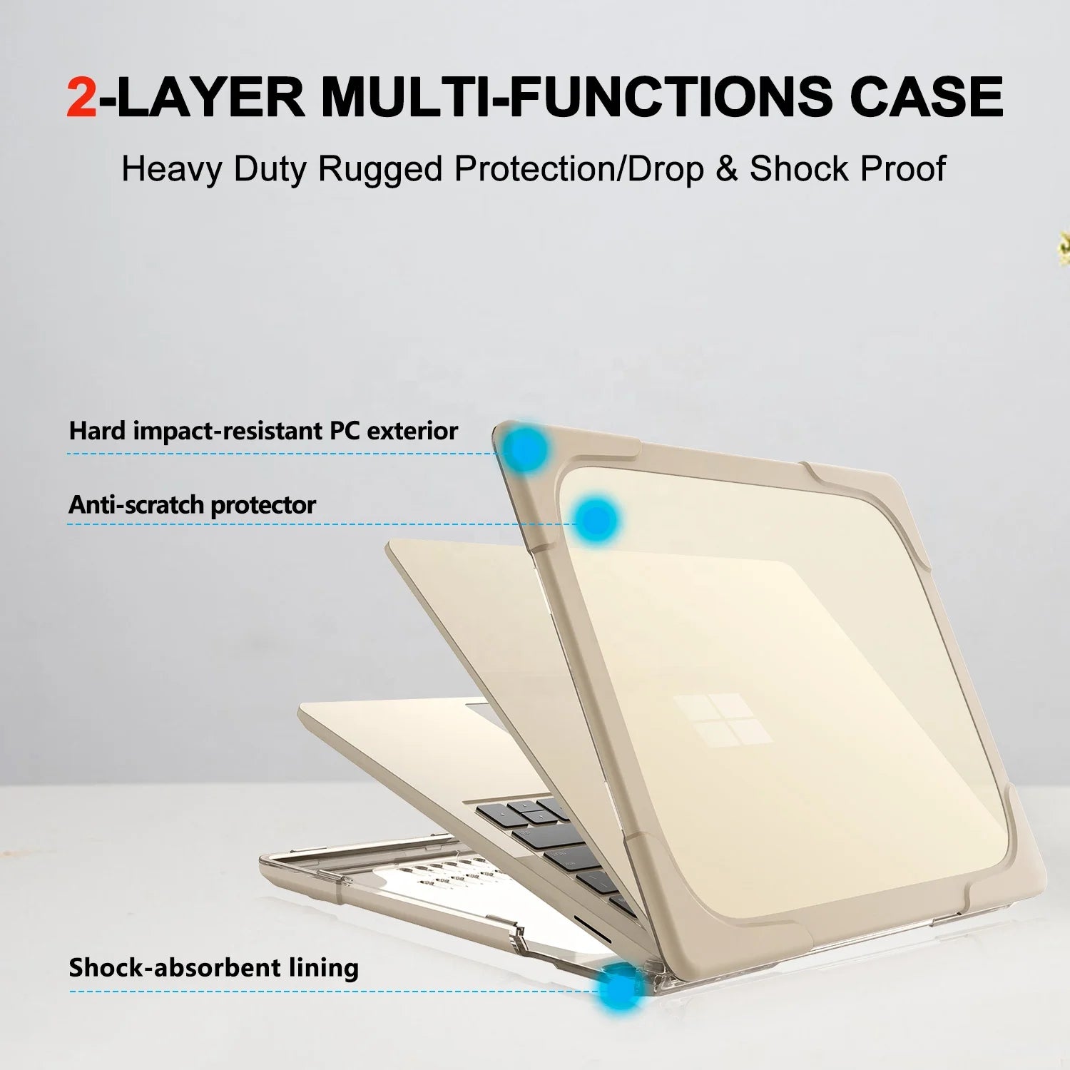 JMT-223690 Rugged TPU and PC Hard Shell Protective Case for Microsoft Surface Laptop 4, 3, 2 - 13.5 Inch (Models 1769, 1867, 1868)