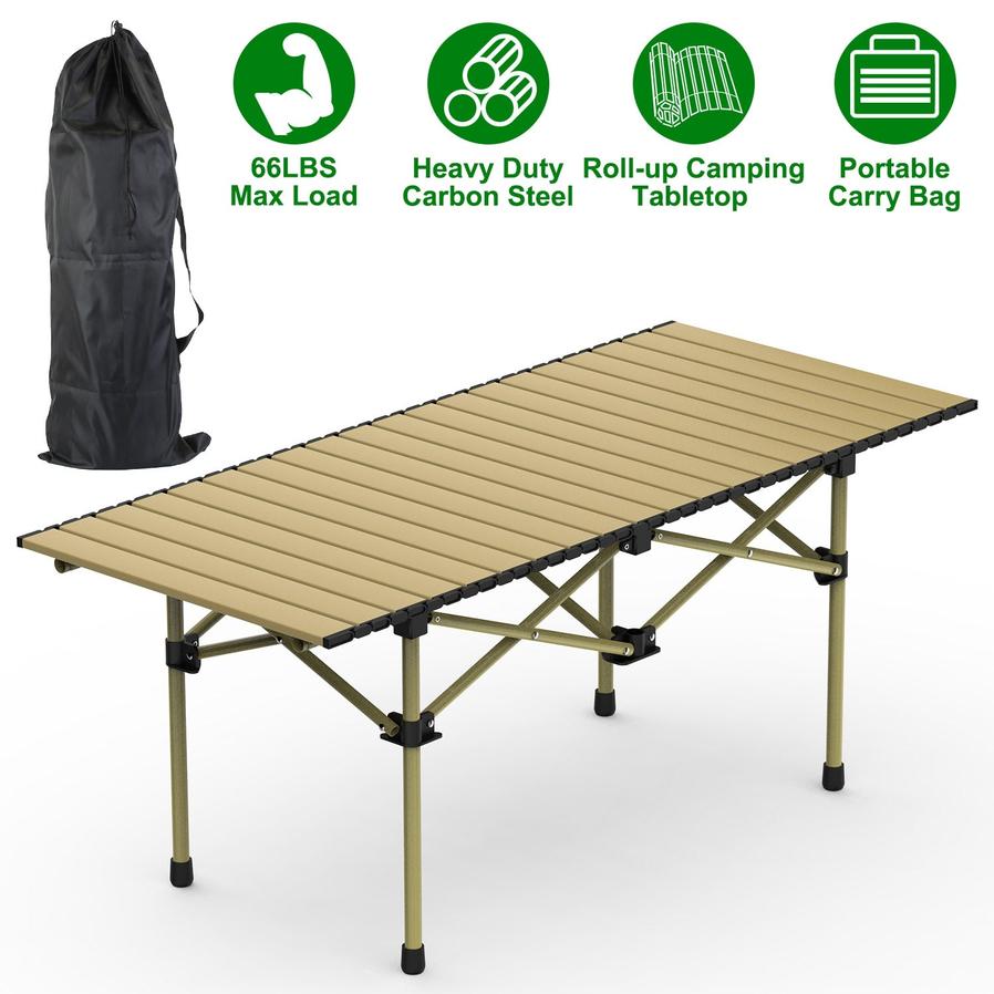 JMT-223754 Portable Folding Camping Table - Lightweight Carbon Steel Roll-up Desk for Outdoor Activities, Picnic, BBQ, and More with Carry Bag