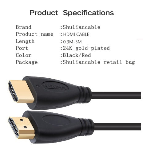 JMT-223818 High-Speed Gold Plated Male-Male HDMI Cable 1.4 Version for 1080P HD 3D Devices - Available in Multiple Lengths