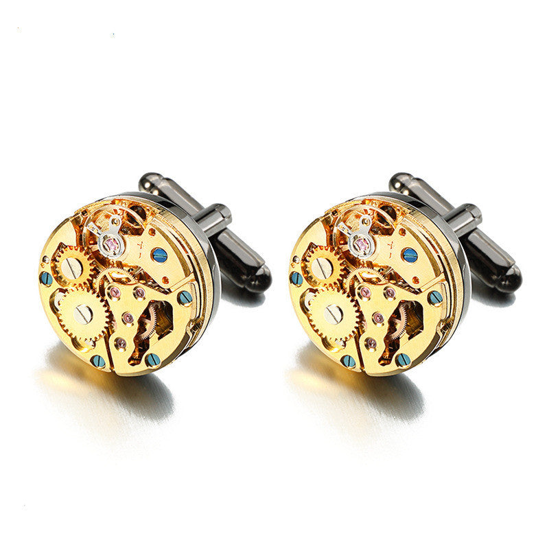 JMT-224010 Elegant Geometry Movement Cufflinks for Men in Copper - Individually Packaged