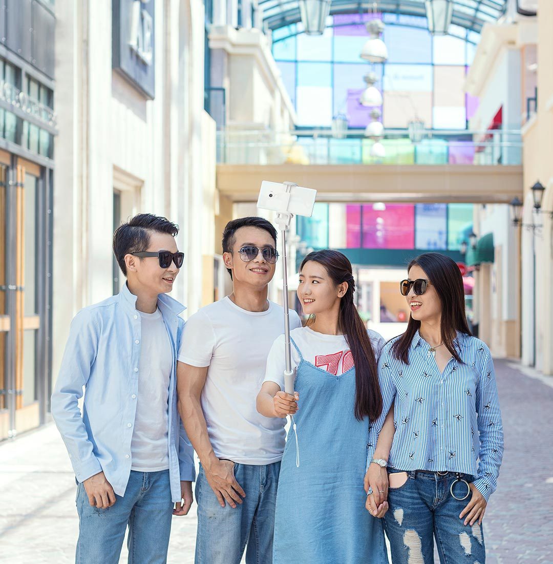 JMT-224714 Portable Bluetooth Selfie Stick Tripod - Adjustable Mini Folding Design Compatible with Apple and Android Phones