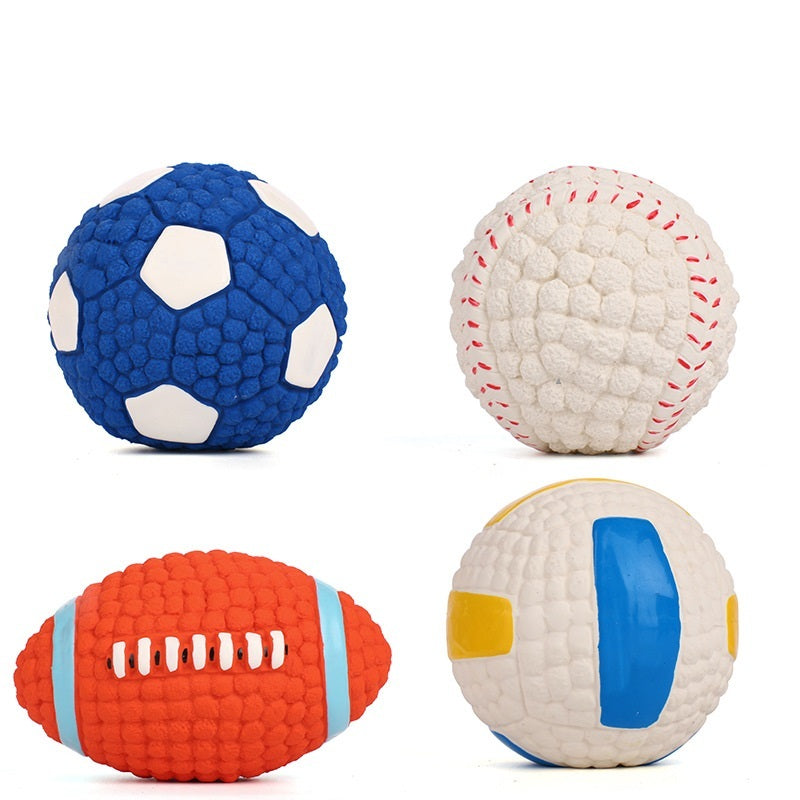 JMT-225162 Durable Interactive Latex Dog Training Sound Ball – Assorted Shapes (9.5cm and 14cm)