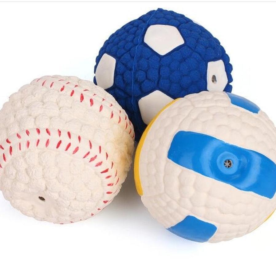 JMT-225162 Durable Interactive Latex Dog Training Sound Ball – Assorted Shapes (9.5cm and 14cm)