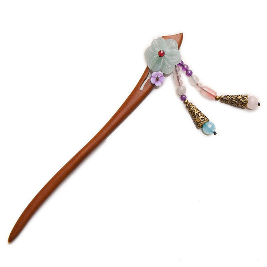 JMT-225546 Vintage Red Sandalwood Floral Hair Accessory for Special Occasions