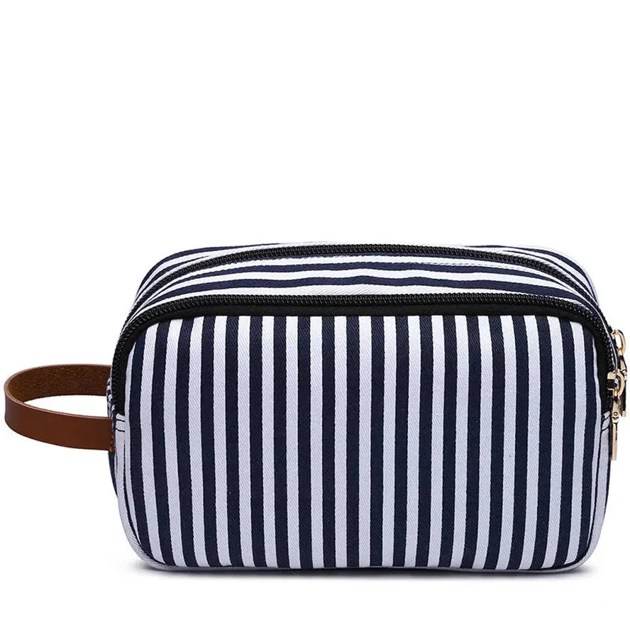 JMT-226058 Personalised Striped Canvas Toiletry Bag for Travel and Cosmetic Storage