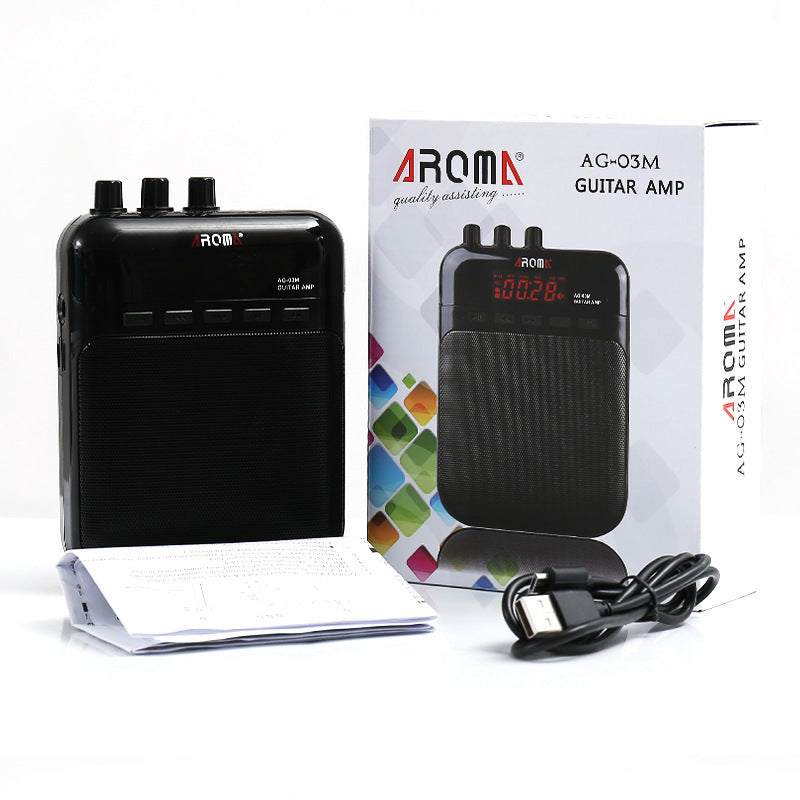 JMT-226186 Rechargeable Mini Speaker with Guitar Volume and Pitch Control, Microphone Input, and Music Playback Function